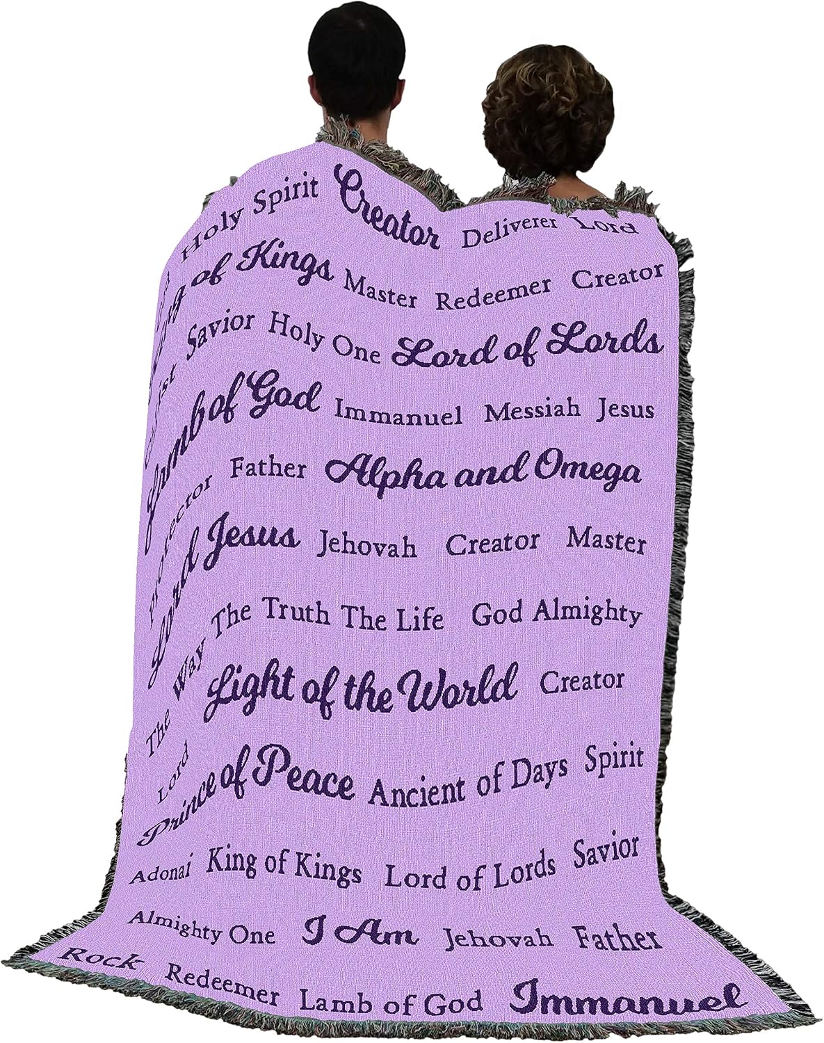 Pure Country Weavers Names of God Blanket Lilac - Religious Gift Tapestry Throw Woven from Cotton - Made in the USA (72x54)