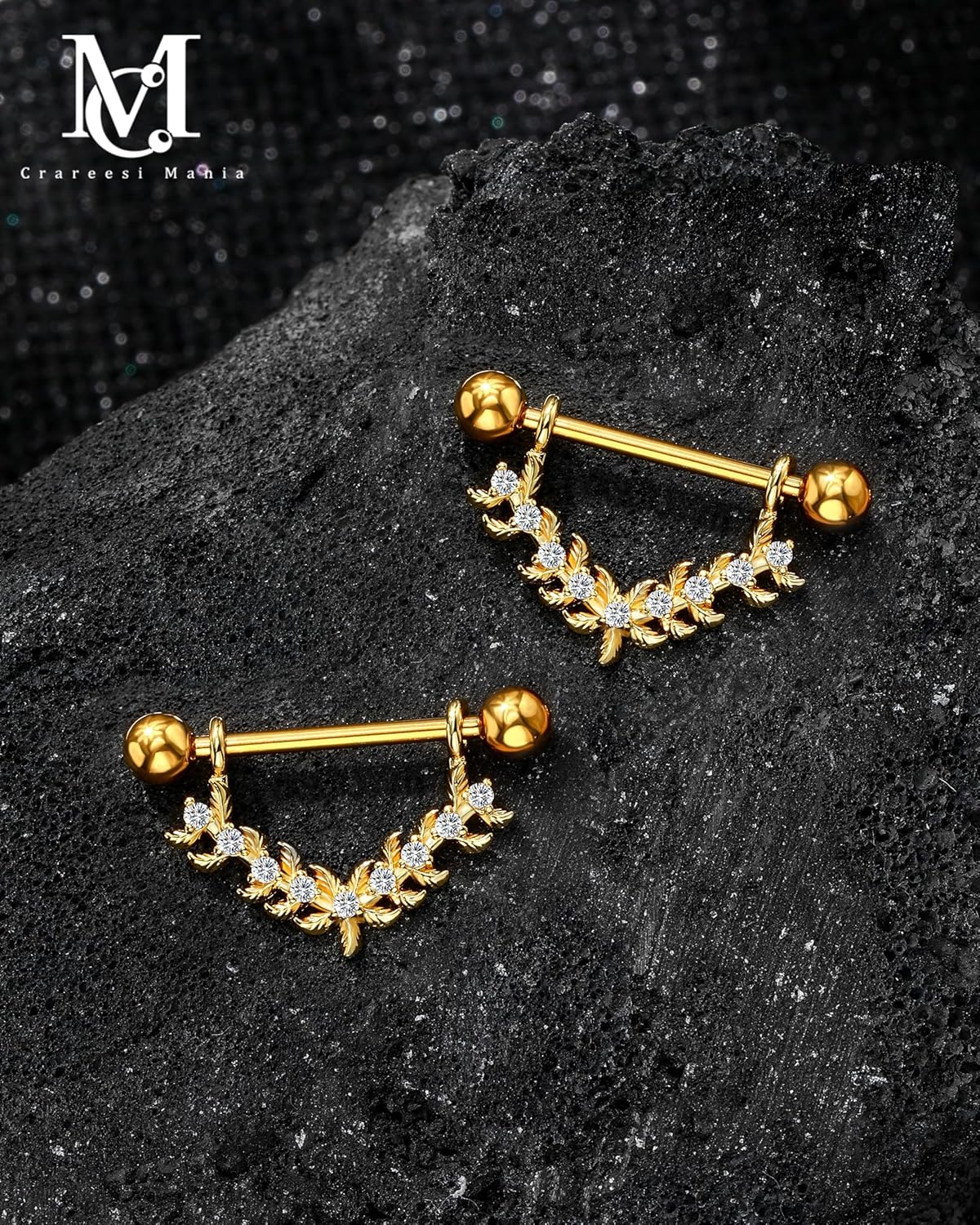 CM Crareesi Mania Nipple Shield Ring 316L Stainless Steel Nipple Piercing Jewelry 14G Flower Nipple Barbell for Women and Men - Image 6