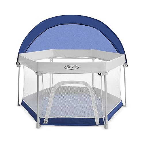 Graco Pack n Play LiteTraveler LX Playard para exteriores e interiores con toldo compacto plegable UV Canyon Brisa, Canyon