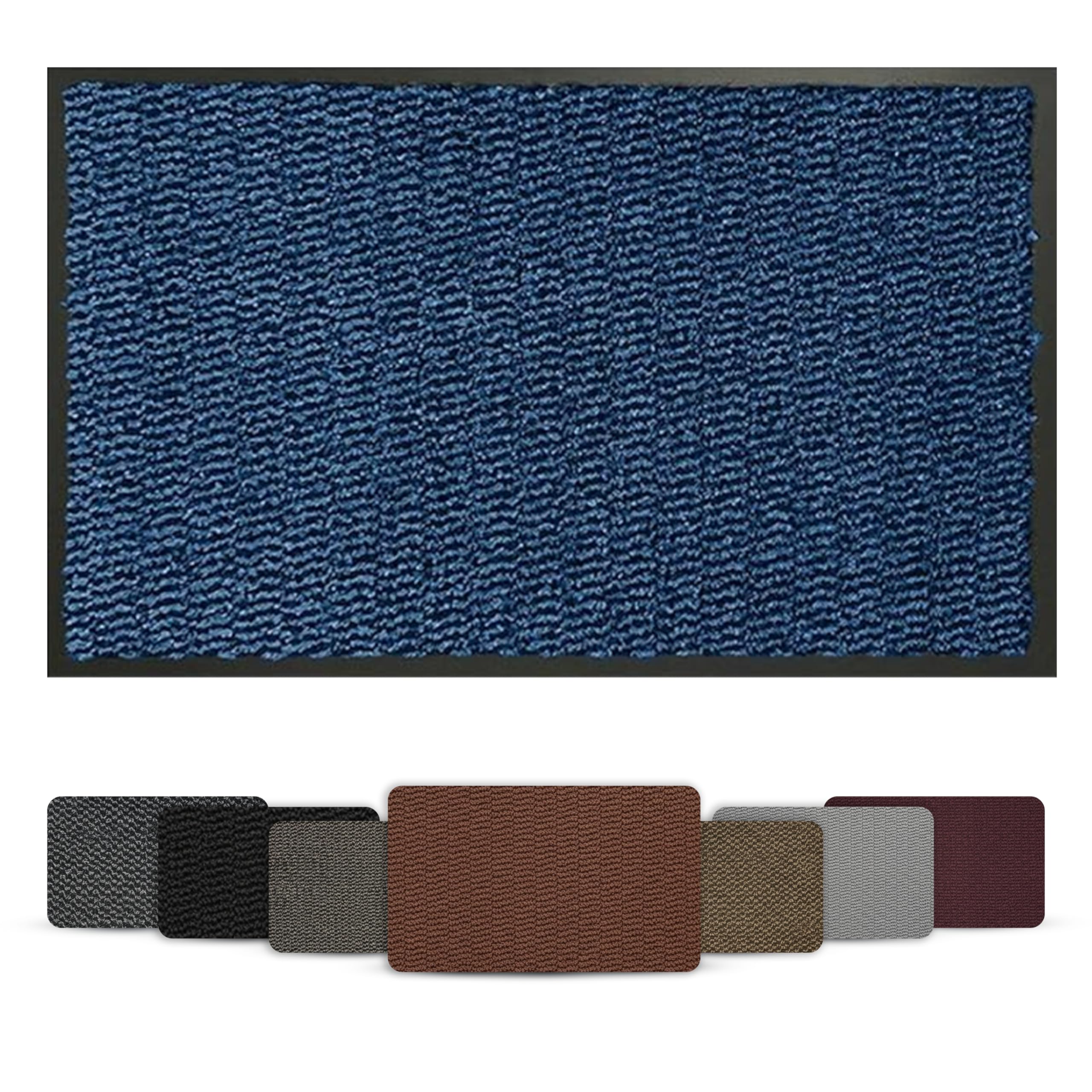 Door Mat Indoor Outdoor Non Slip Rubber Mat – Heavy Duty Washable Floor Mat, Super Absorbent Dirt Trapper Doormat for Front Door, Kitchen & Entrance Hallway (Blue, 60cm x 80cm) — image 1