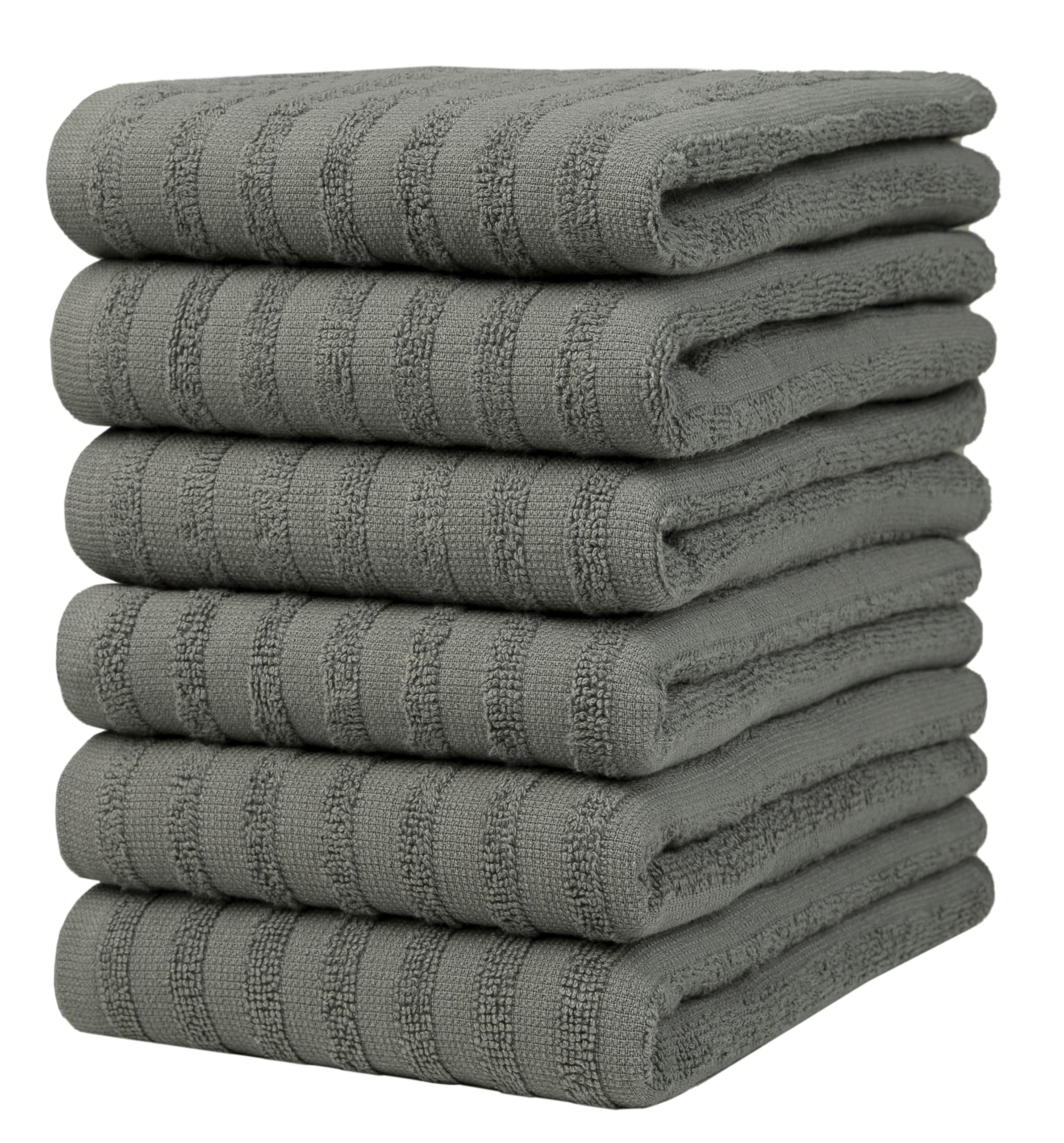 Premium Kitchen,Solid Hand Towels (20”x 28”, 6 Pack) Highly Absorbent with Hanging Loop Anthracite