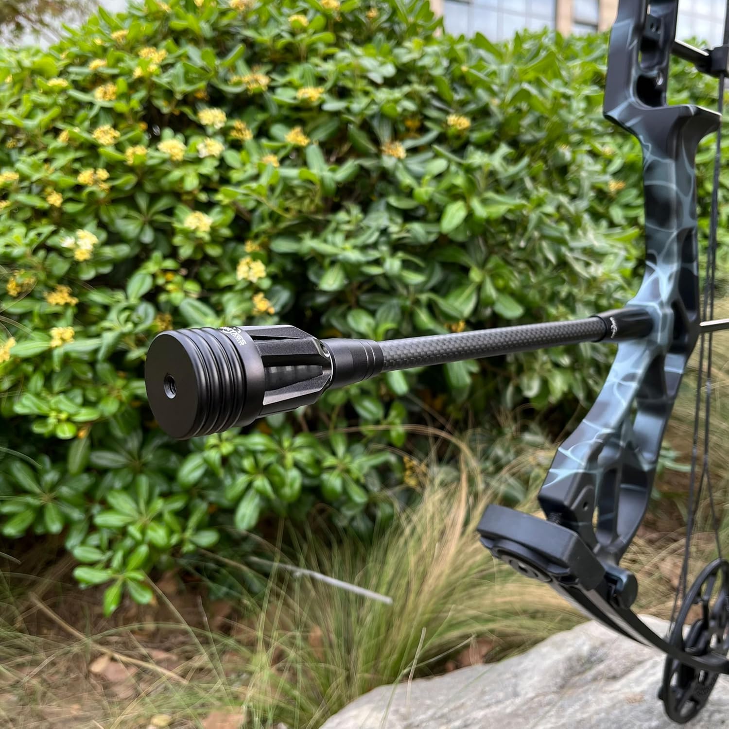 Archery Bow Stabilizer for Compound Bow, 6", 8",10",12" Carbon Fiber Blance Bar, Damping System and Shock Absorber Weights Kit for Hunting and Target Shooting