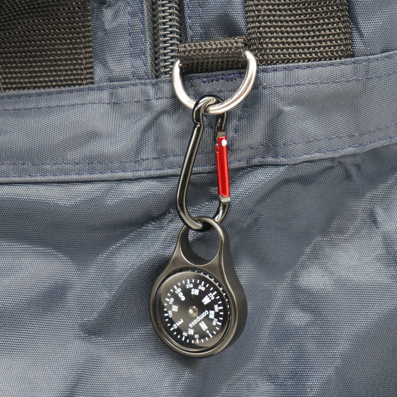 Sanung C-50 Mini bussola di sopravvivenza con moschettone, [2 pezzi] 2 in 1 in lega di zinco a clip guida guida portachiavi gancio kit di emergenza strumenti per campeggio all'aperto escursionismo