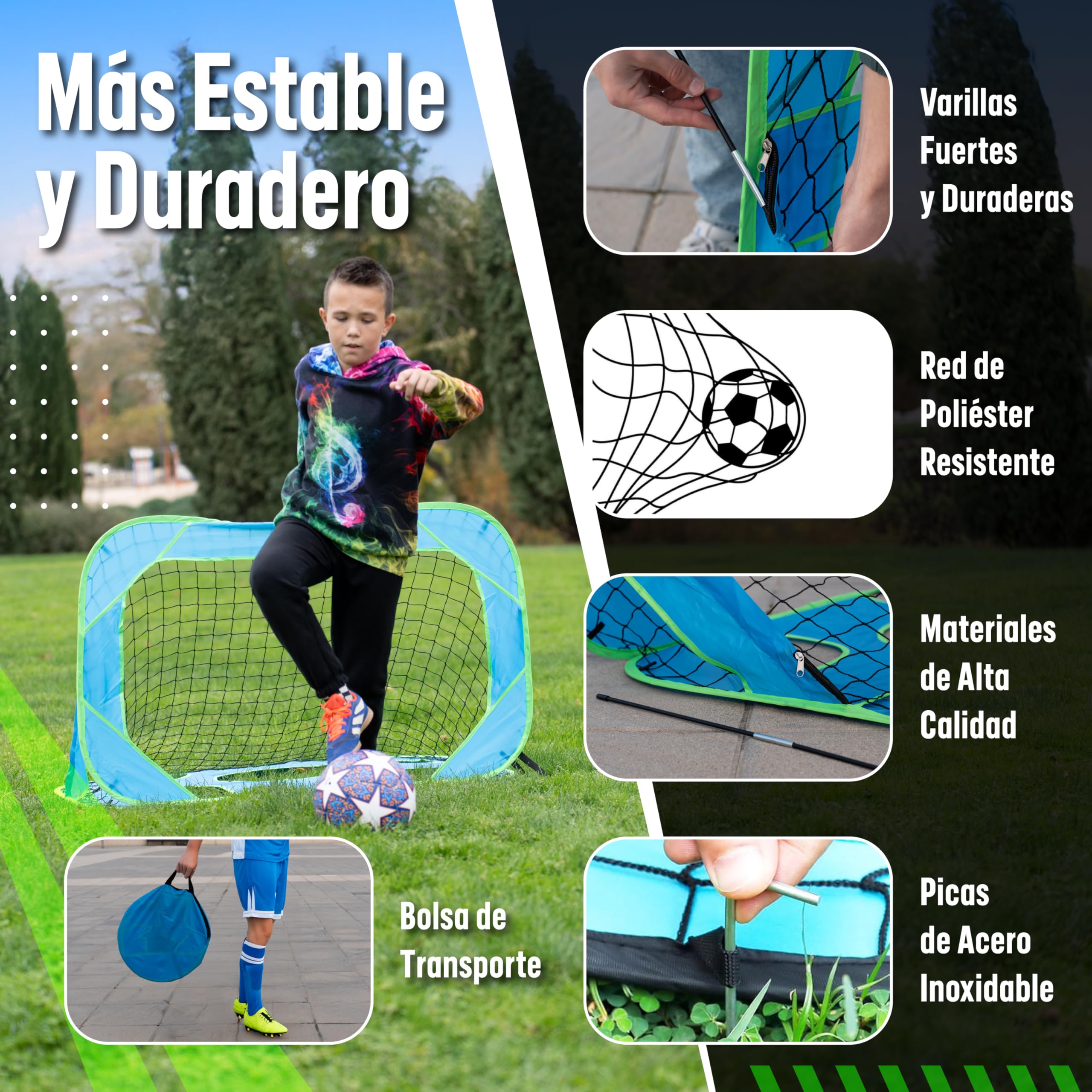 Porteria de Futbol Plegable para Niños 120x80x80 – Mini Porterias Compactas y Resistentes para Jardin y Entrenamiento