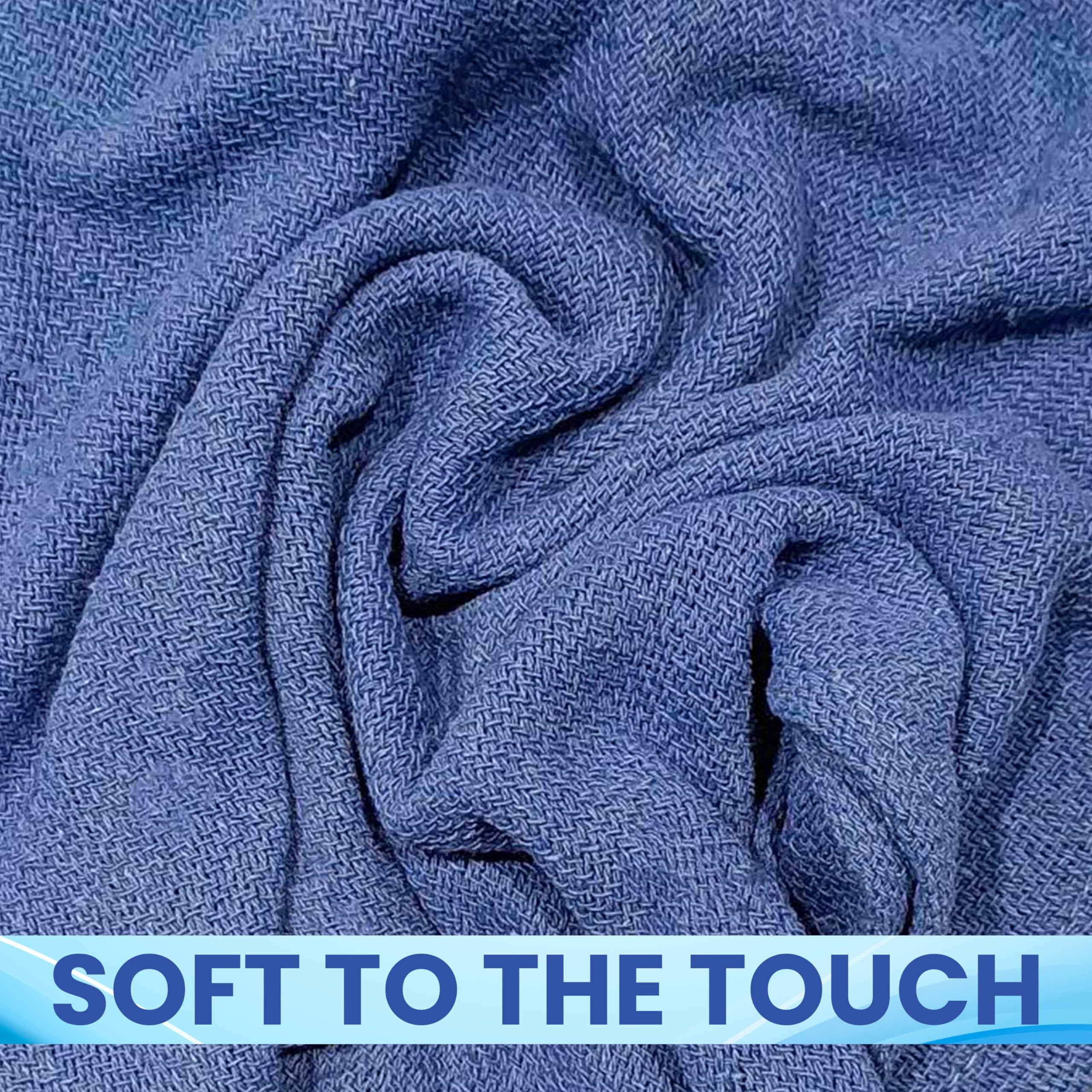 Blue Huck Towels - Paquete de 50 toallas de limpieza a granel, multiusos para ventanas, vidrio, mecánico, garaje y comerciales, paños absorbentes 100% algodón prelavados, tamaño de 15 x 25