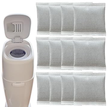 12 Pack Diaper Pail Odor Absorber Carbon Filter Refills for Playtex Diaper Genie Complete Pail, Odor Eliminator for Diaper Genie Systems