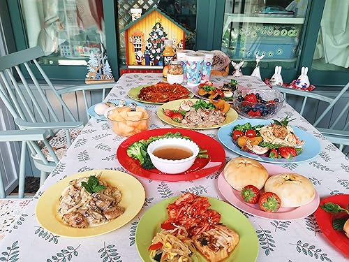 Miniatura 7 de POSATE Plastic Plates Disposable 60 PCS, Heavy Duty 30 Dinner Plates 10.25" and 30 Dessert Plates 7.5" for Party, Red Rojo -,Blanco,Con