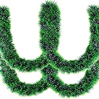 Vista 11 de GlyinnHe Guirnalda de oropel de Navidad rosa de 19.7 pies, guirnalda metálica de oropel torcido, guirnalda de papel de aluminio con purpurina