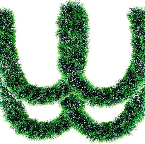 Miniatura 11 de GlyinnHe Guirnalda de oropel de Navidad rosa de 19.7 pies, guirnalda metálica de oropel torcido, guirnalda de papel de aluminio con purpurina