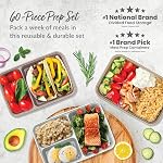 Ensemble de préparation de repas Bentgo Prep 60 pièces - Contenants alimentaires réutilisables sans PFAS et sans BPA, 1 compartiment, 2 compartiments et 3 compartiments - Compatibles micro-ondes, congélateur et lave-vaisselle (Gleam Metallics).