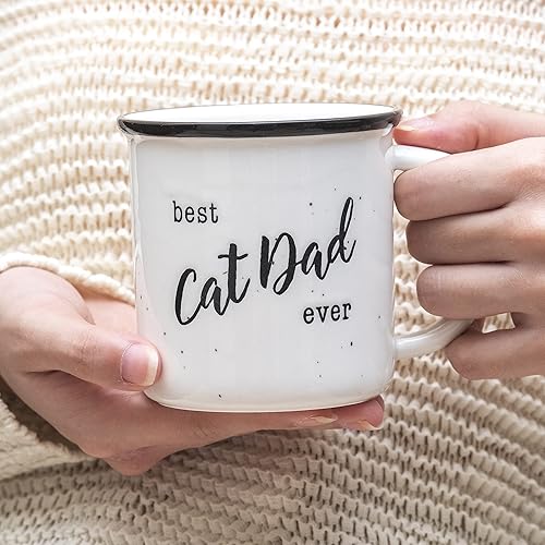 Vista 6 de MAINEVENT Taza de café con texto en inglés "Best Cat Dad Ever" de 11 onzas – Regalo genial para papá y gato para hombres