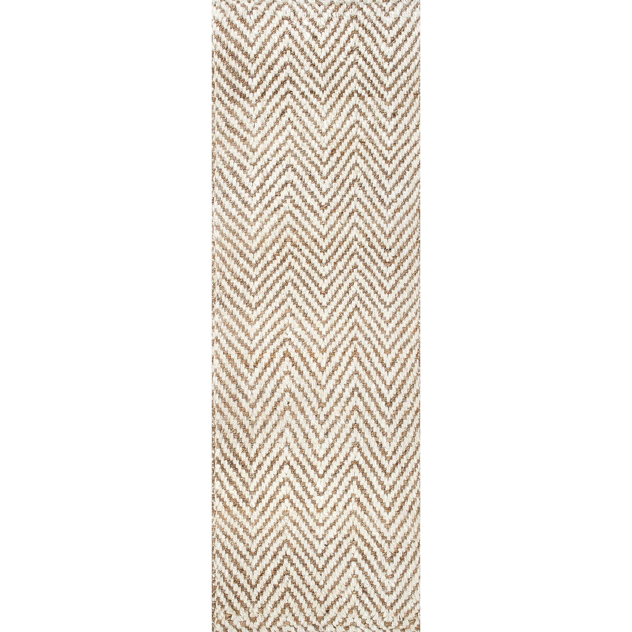nuLOOM Vania Chevron Jute Runner Rug, 2' 6" x 6', Off-white