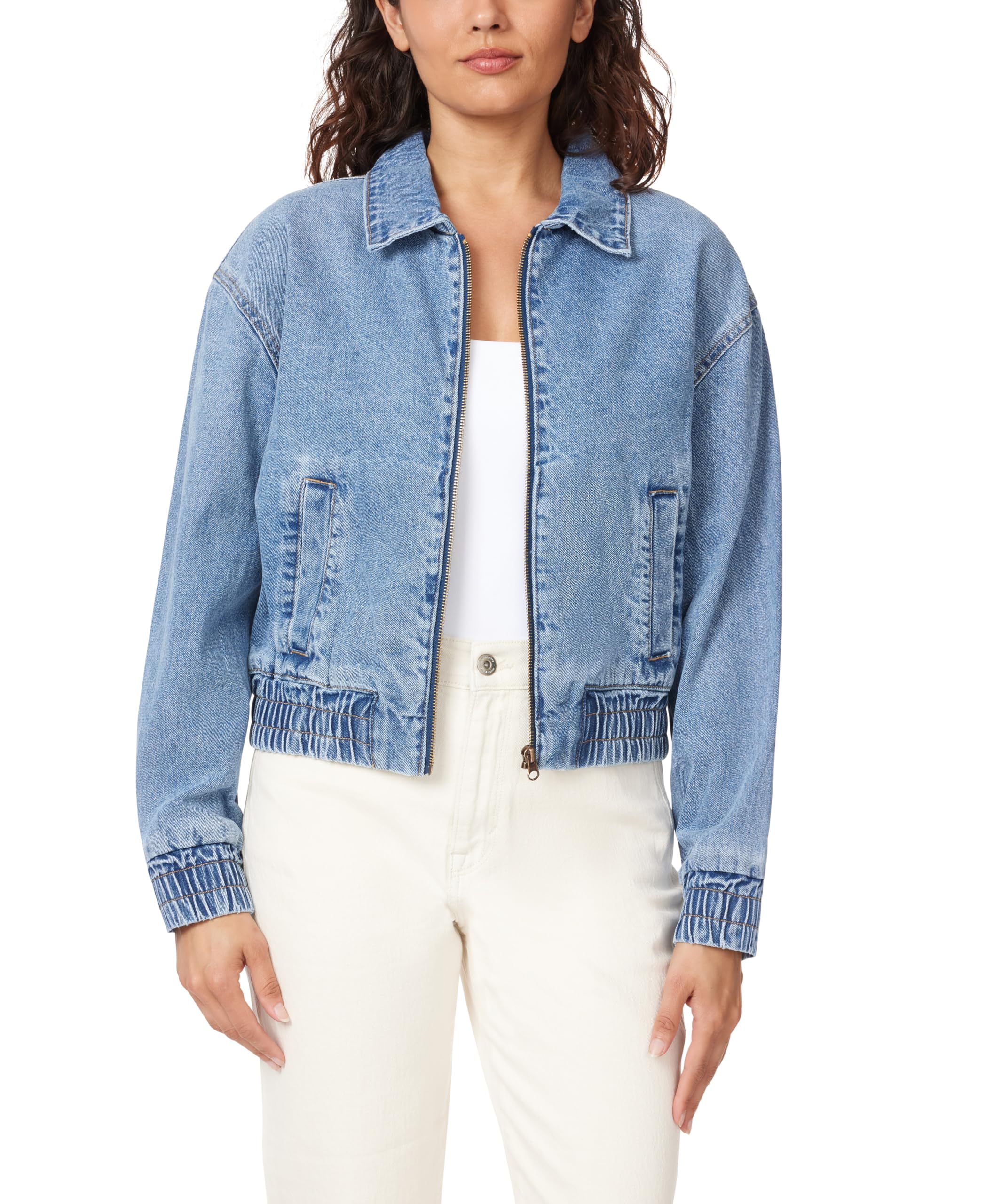 kensie Jeans for Women Collared Denim Bomber Jacket, Sizes Small to X-Large
