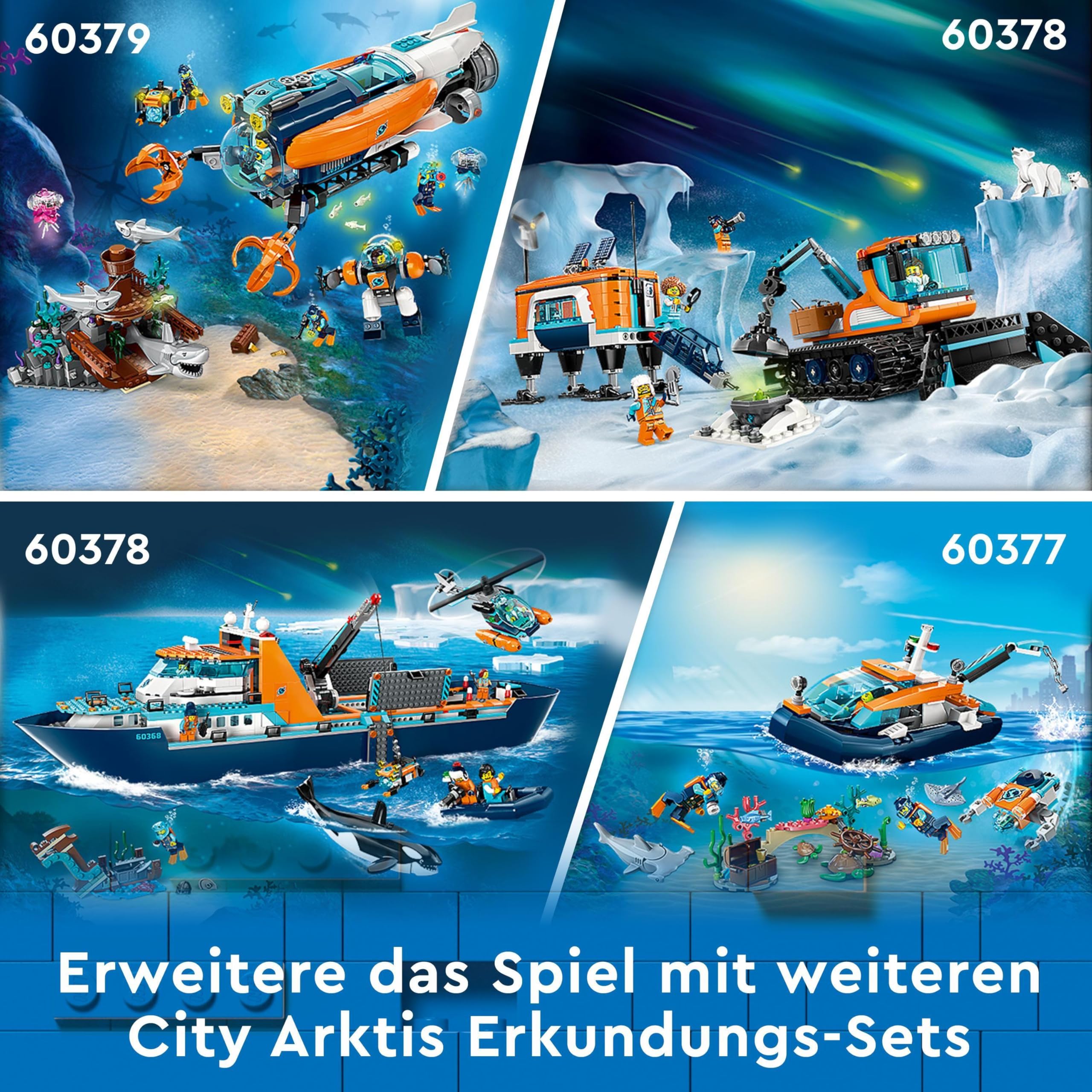 LEGO 60379 City Forscher-U-Boot Spielzeug, Unterwasser-Set mit Drohne, Mech, Minifiguren von Tauchern und Tierfiguren, Geschenk zum Geburtstag für Kinder, Jungen und Mädchen | Unterwasser-Set, Mit Drohne, Mit Mech, Minifiguren von Tauchern, Tierfiguren