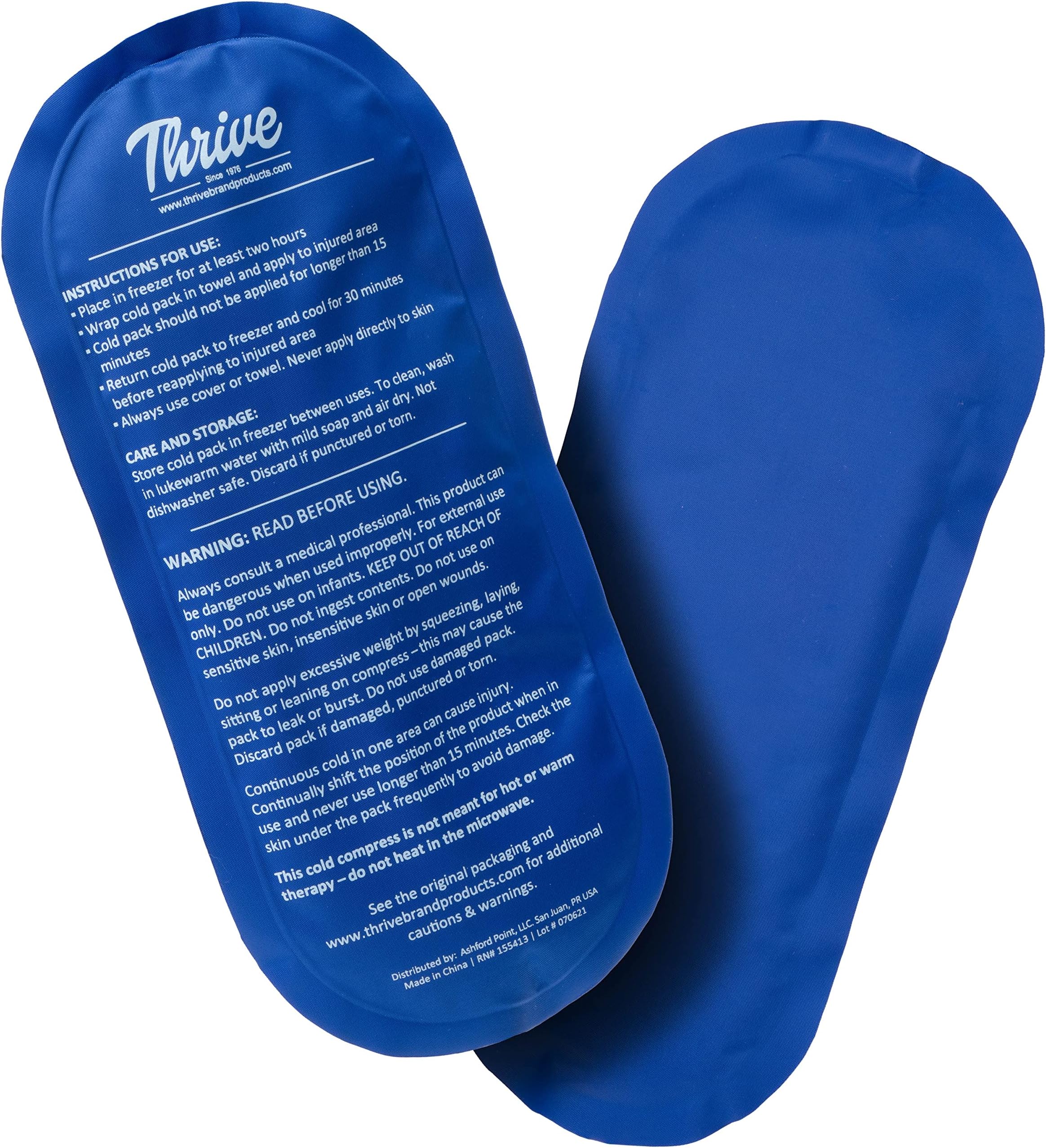 Thrive Reusable Ice Packs for Injuries - Long-Lasting Gel Ice Pack - Neck & Knee Gel Wraps - Cold Compresses for Injuries & Back Pain Relief - Regular 2-Count, Light Blue