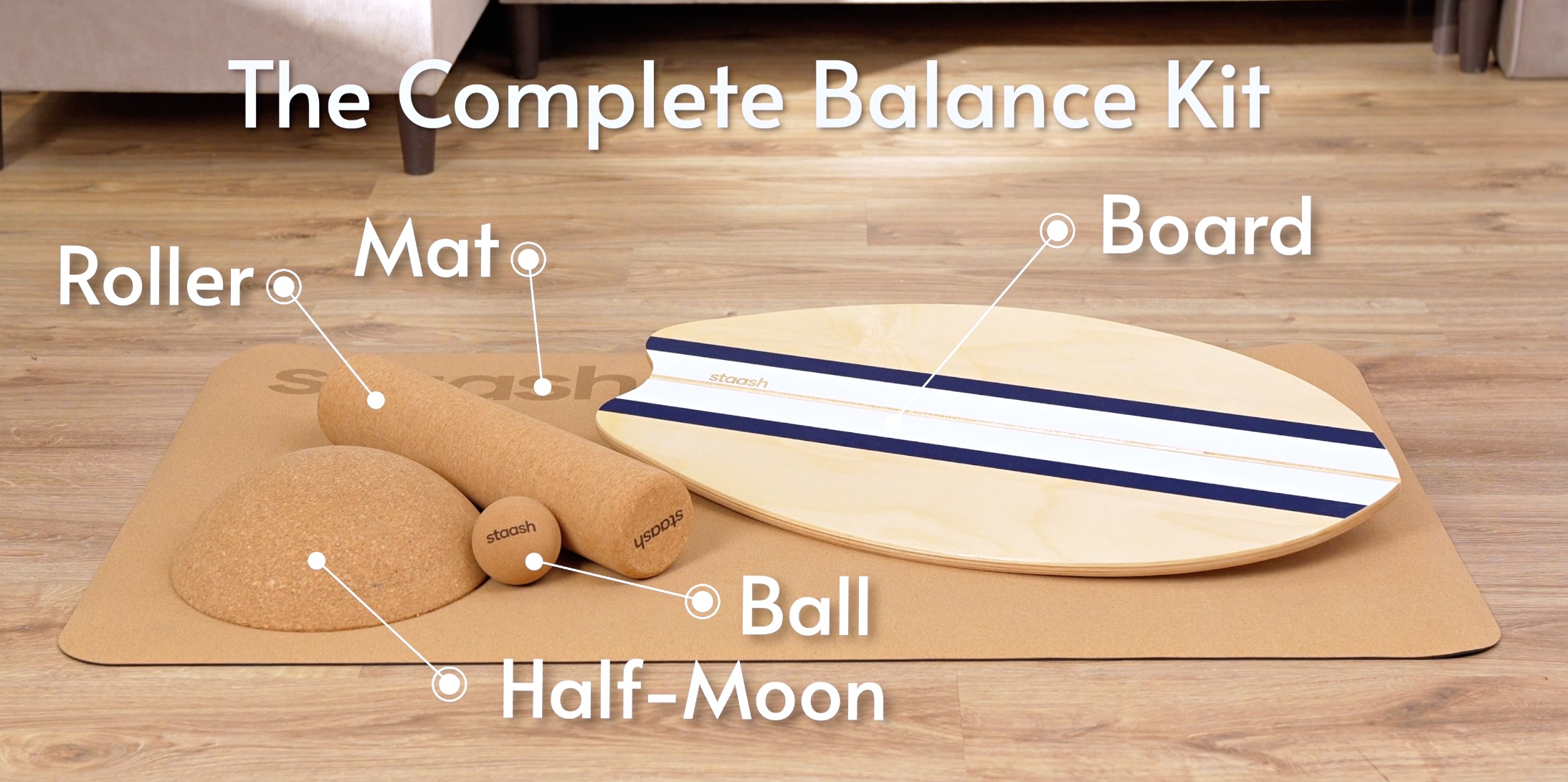 STAASH® Balance Board aus Holz - Full Kit - Für Gleichgewicht, Fitness STAASH® Balance Board aus Holz - Full Kit - Für Gleichgewicht, Fitness
