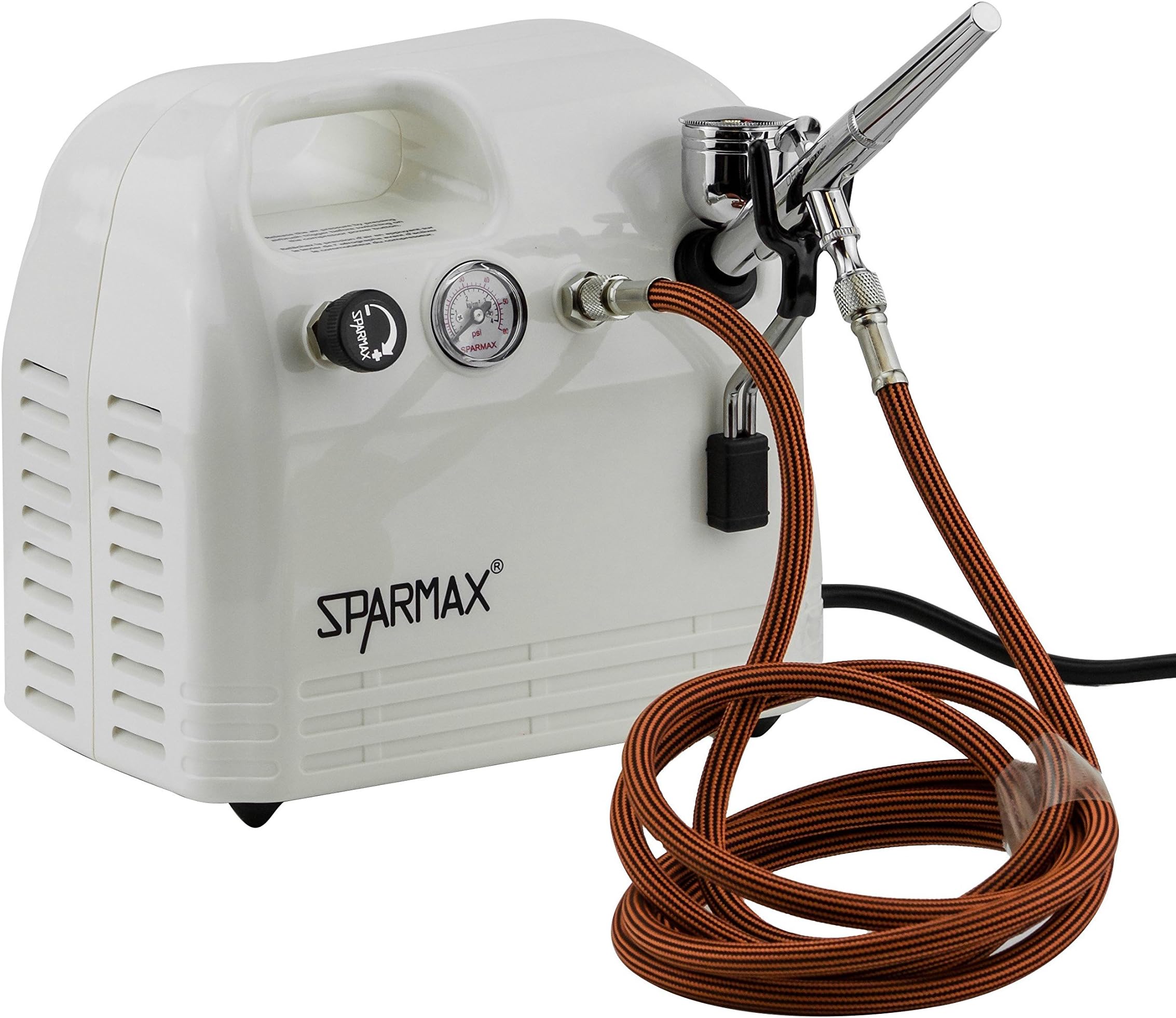 Professional Airbrush & Compressor Kit, Metal, White & Silver, 16x9x16 cm
