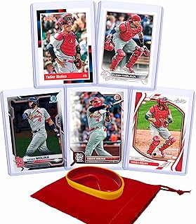 Yadier Molina Baseball Cards (5) Assorted St. Louis Cardinals Trading Card and Wristbands Gift Bundle