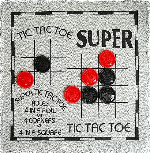 Vista 8 de SEETOOOGAMES Juego de mesa de damas gigantes – Alfombra reversible grande 3 en 1 – Juego de Tic Tac Toe para niños, adultos y actividades familiares