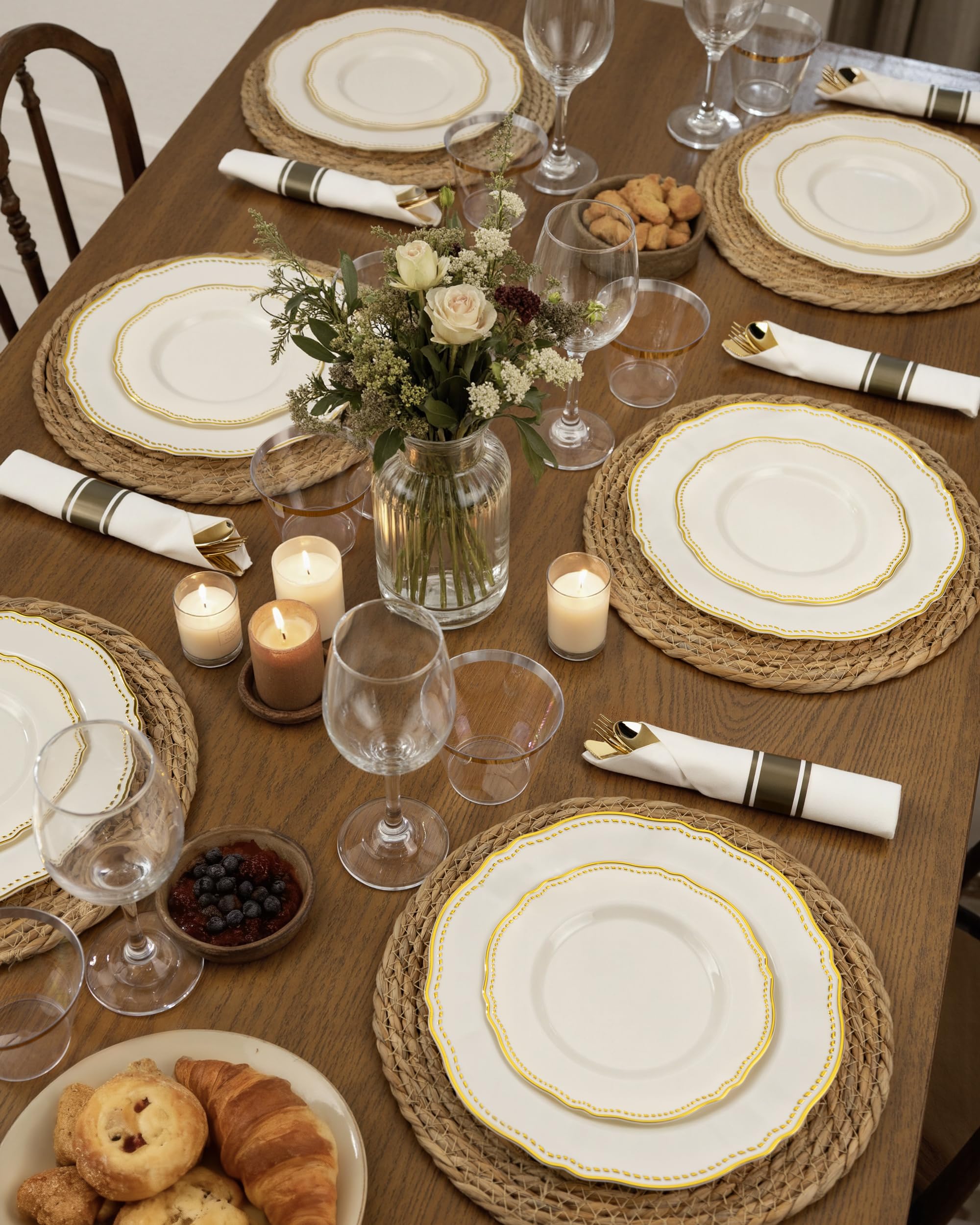 Ivory Gold Plates for Weddings & Parties -9