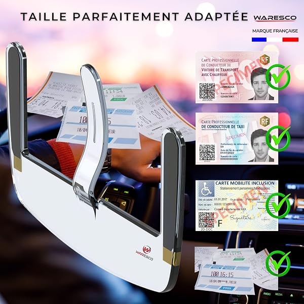 Porte Carte Pare Brise Handicapé PMR VTC Taxi | Support Carte HANDICAPE | PMR | VTC | Permis Taxi - Ambulance | Ticket de stationnement | Support Autocollant | Carte Professionnelle (Garantie) (1) - 3