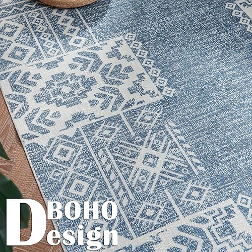 Miniatura 2 de jinchan Alfombra bohemia vintage de 5 x 7 pies, alfombra geométrica, antideslizante, alfombra delgada tribal para cocina, sala de estar, dormitorio,