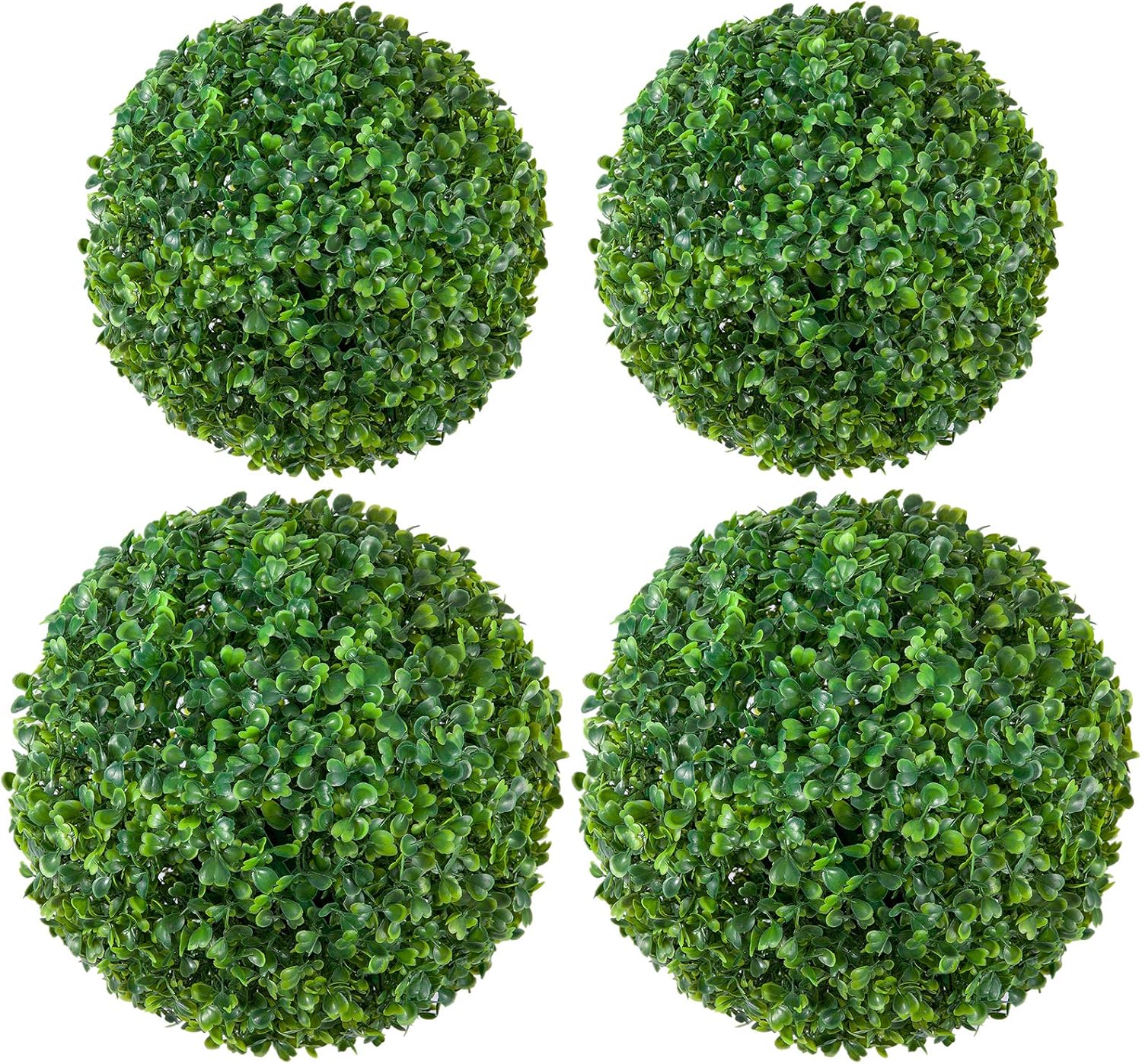 4 Pack Boxwood Artificial Plant Topiary Balls- 16in 3 Layers Realistic Ball Shaped Faux Plant+ 11in Lifelike Decorative Tree Substitution for Home Front Patio Backyard Balcony Garden Wedding Decors -