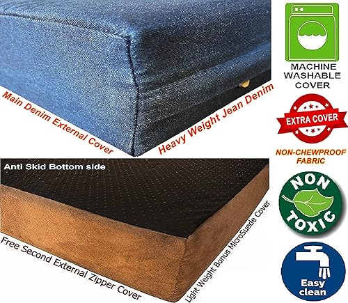 Miniatura 10 de Dogbed4less Cama ortopédica de espuma viscoelástica para perros medianos con funda de mezclilla lavable, forro impermeable y funda de cama extra