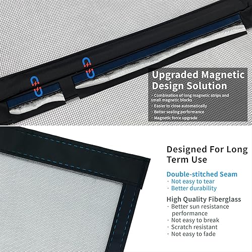 Miniatura 4 de Malla magnética para puerta de 36 x 83.6 pulgadas, para puerta de 34 x 82 pulgadas, cierre magnético, resistente, autosellado, mantiene a los