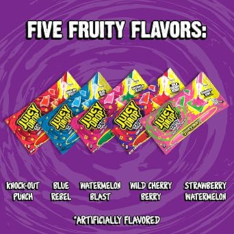 Juicy Drop Taffy Variety Pack, Assorted Flavors Sweet Chewy Candy with Sour Gel Pen, 16 Count