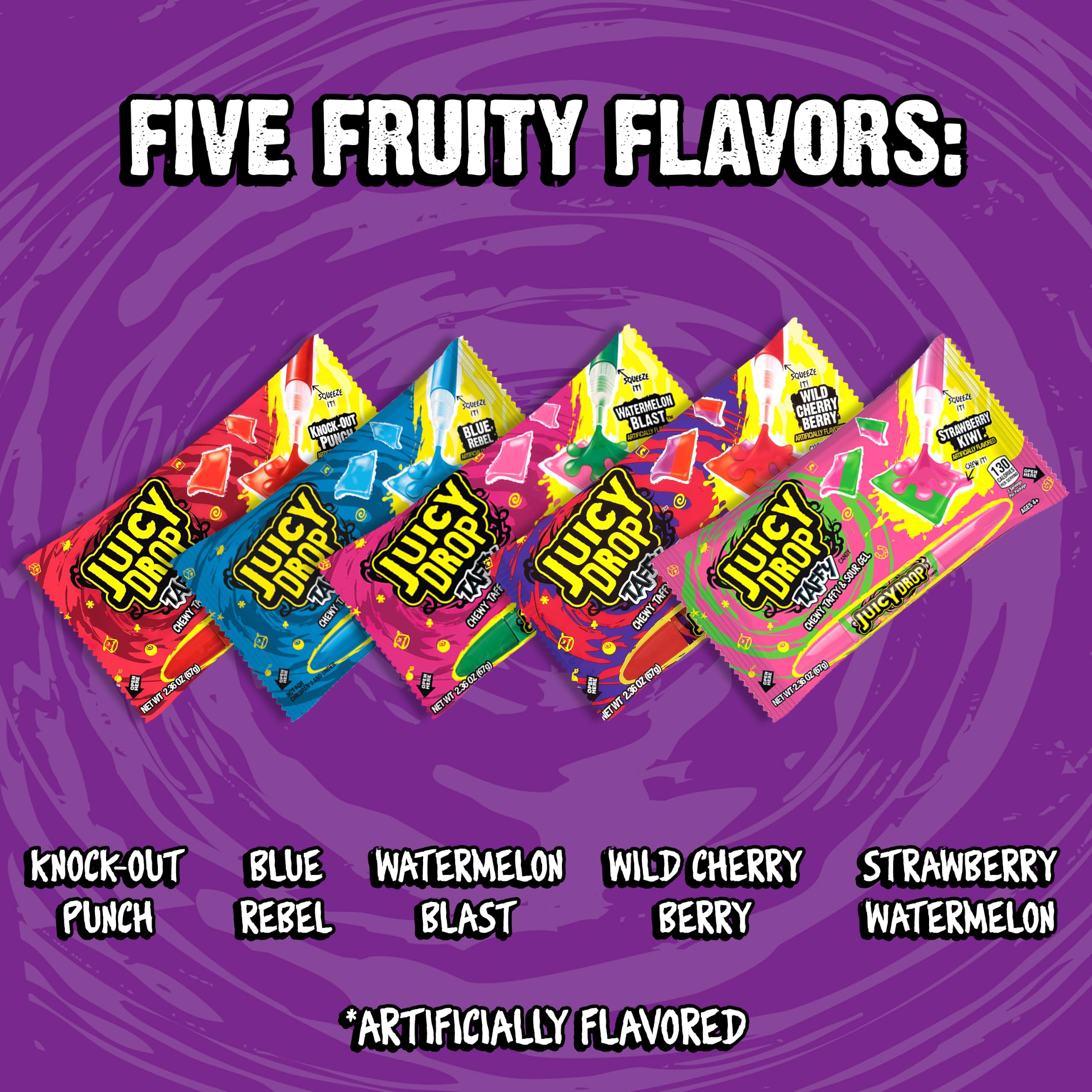 Juicy Drop Taffy Variety Pack Assorted Flavors Sweet Chewy Candy with Sour Gel Pen 16 Count | with Sour Gel Pen 16 Count product thumbnail 7