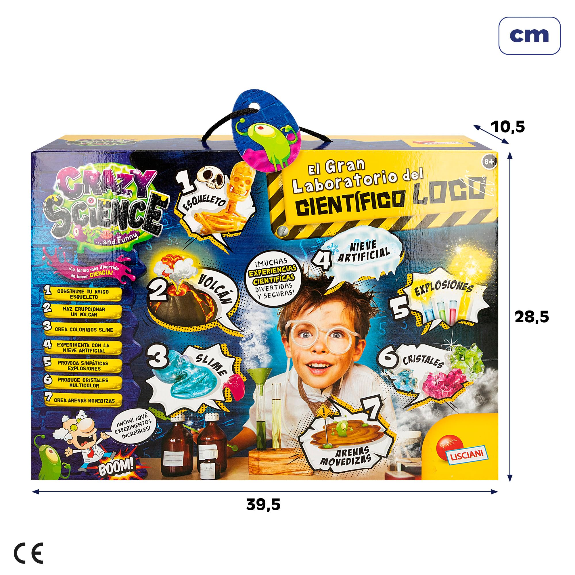 Colorbaby Lisciani - Crazy Science, Laboratorio Scientifico Pazzo, Esperimenti con Slime, Vulcano, Sabbie mobili, Neve Artificiale, Esplosioni, Giocattolo Educativo, Scienza domestica, 8 anni, 47637