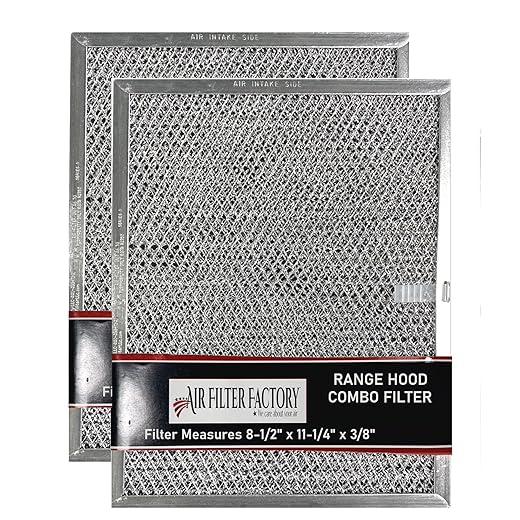 2-Pack Air Filter Factory 8-1/2 x 11-1/4 x 3/8 Inches Compatible For Range Hood Aluminum Charcoal Combo Filters