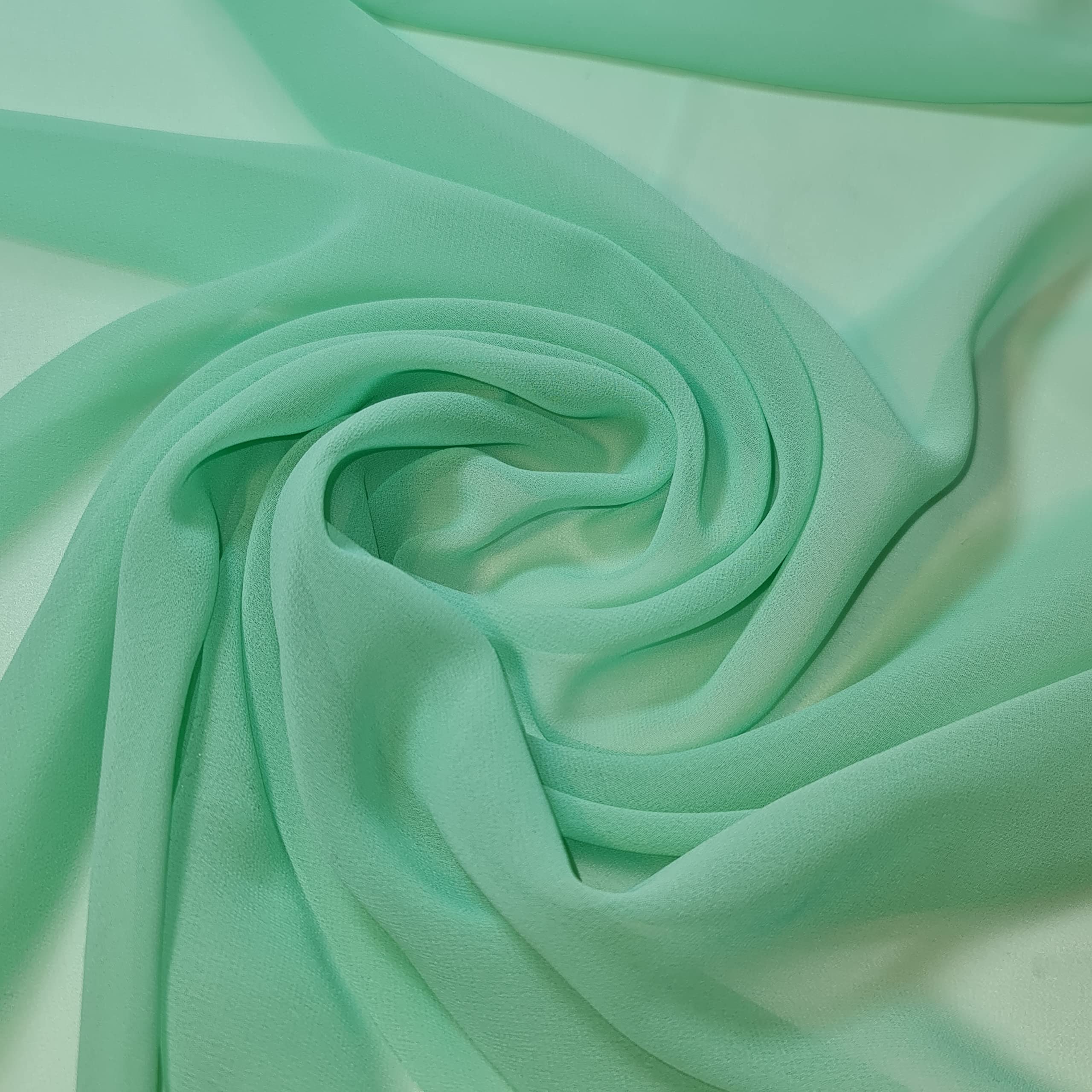 Chiffon Sheer Fabric Plain Soft Polyester Wedding Arch Dress Craft Material 44" (10 Meter, Fern Green (55))