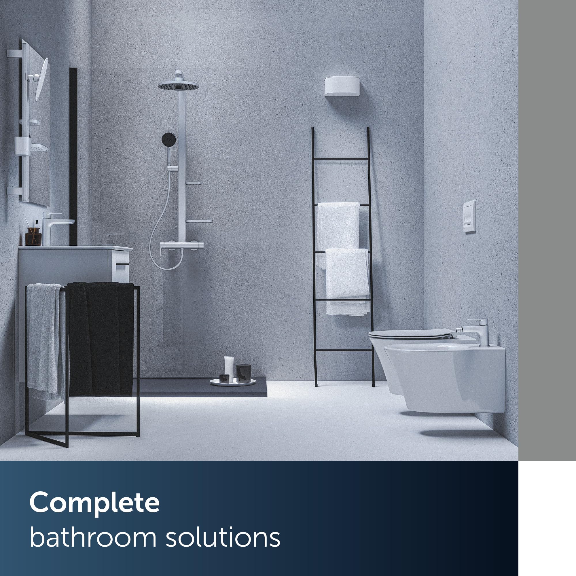 Ideal Standard Alu+ Beauty Bar, Accessoires-Kombination S, mit Ø 205 mm Kosmetikspiegel (3-Fach Vergrößerung) und verstellbaren Ablagen, aus 100% recyceltem Aluminium – Silber (310.5x160x717 mm)
