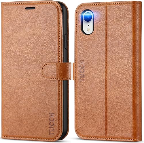 Miniatura 10 de TUCCH Funda tipo cartera para iPhone XR, función atril con bloqueo RFID, ranura para tarjetas de crédito, de piel sintética, con carga inalámbrica