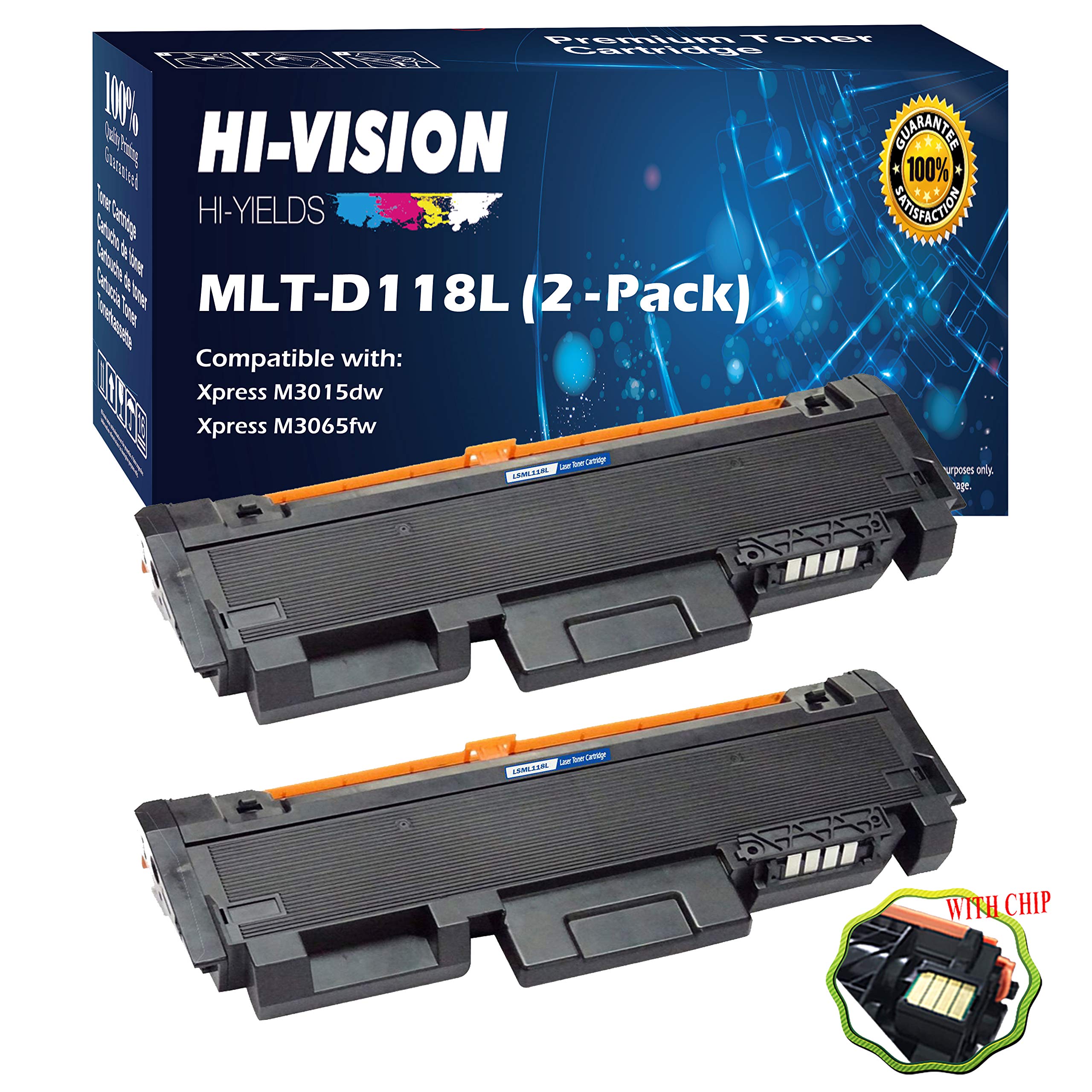 HI-VISION HI-YIELDS Compatible MLT-D118L Toner Cartridge Replacement for Samsung Xpress M3065FW M3015DW (Black, 2-Pack)