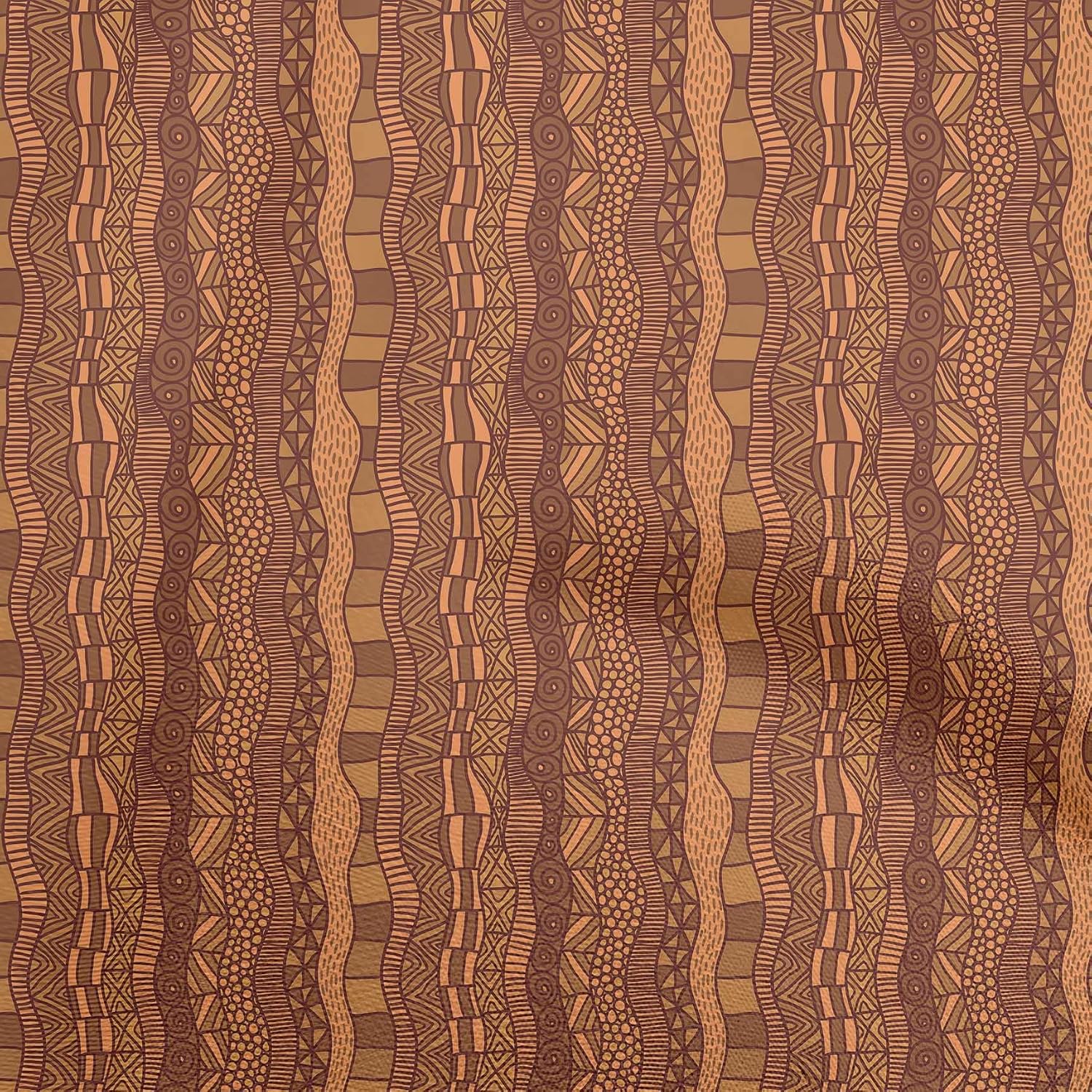 oneOone Georgette Viscose Olive Green Fabric African Wavy Stripes Sewing Material Print Fabric By The Yard 42 Inch Wide