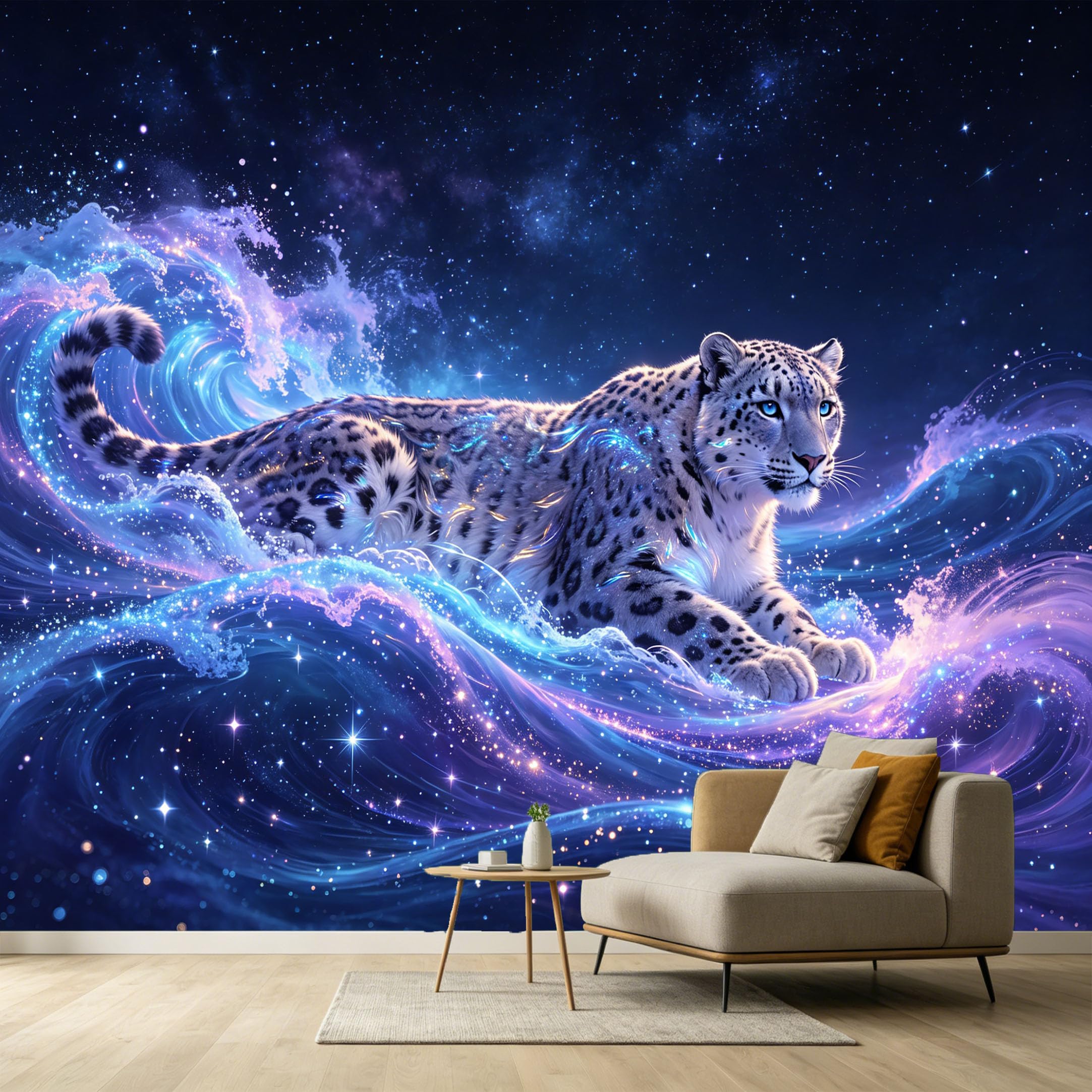 Custom Size Wall Murals Snow Leopard Nebula Ocean Abstract 3D Trompe L'Oeil SelfAdhesive Wall Fabric Removable Large Wallpaper for Photo Living Room Interior Decor