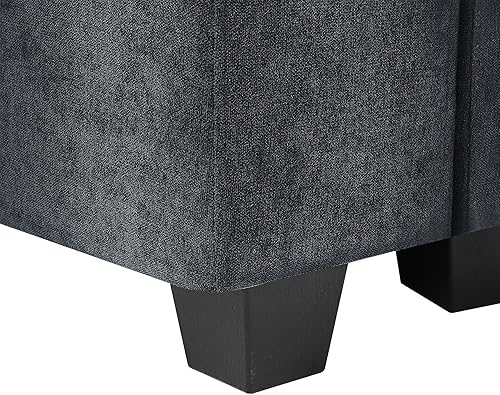 Miniatura 9 de Moderno sofá seccional grande en forma de L relleno de plumas con otomana móvil, sofá convertible y 4 almohadas. Sofá de 5 plazas para sala de estar