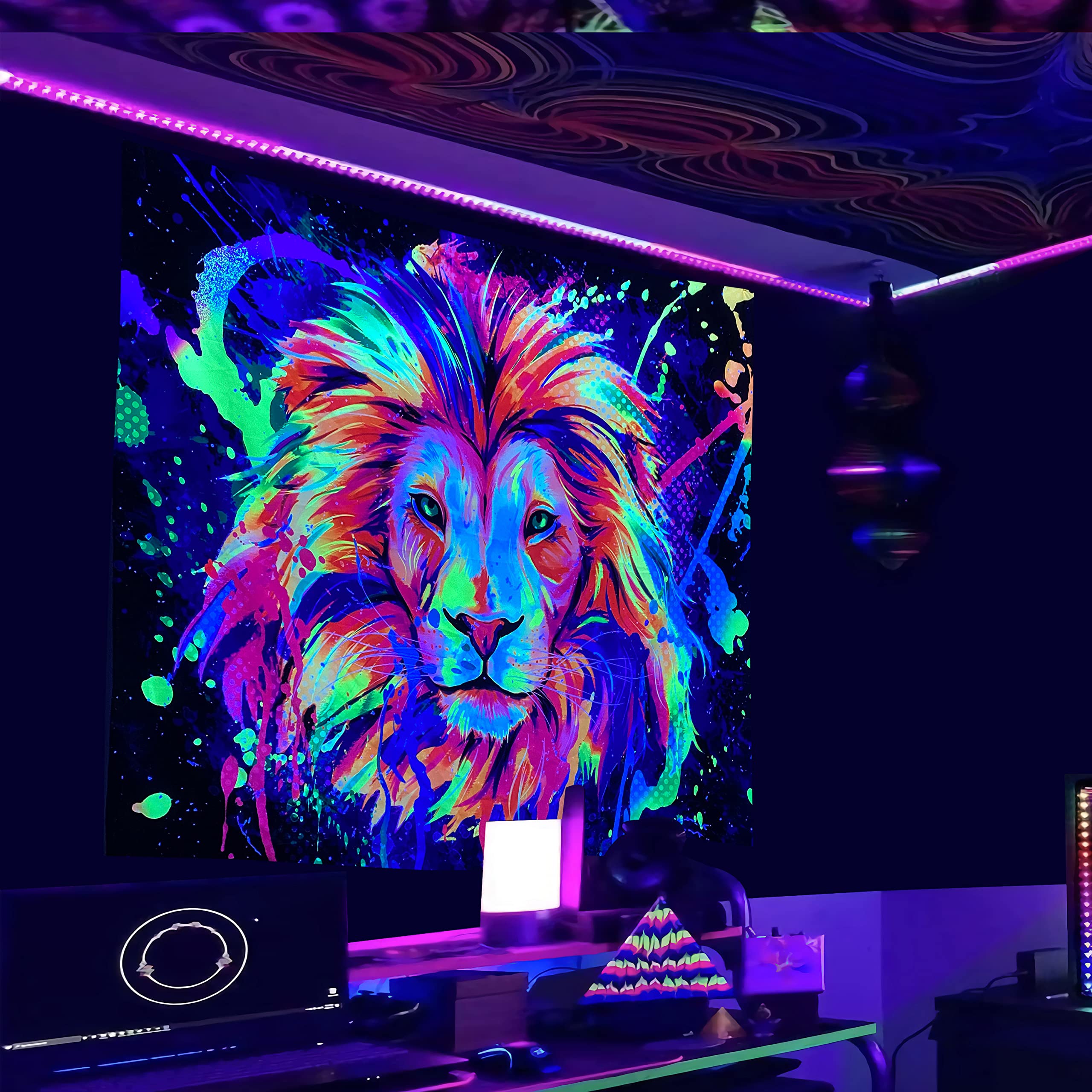 UV-Wandteppich 'Kuss' – Leuchtet Im Dunkeln, Abstraktes Design, 150x200 Cm, Polyester