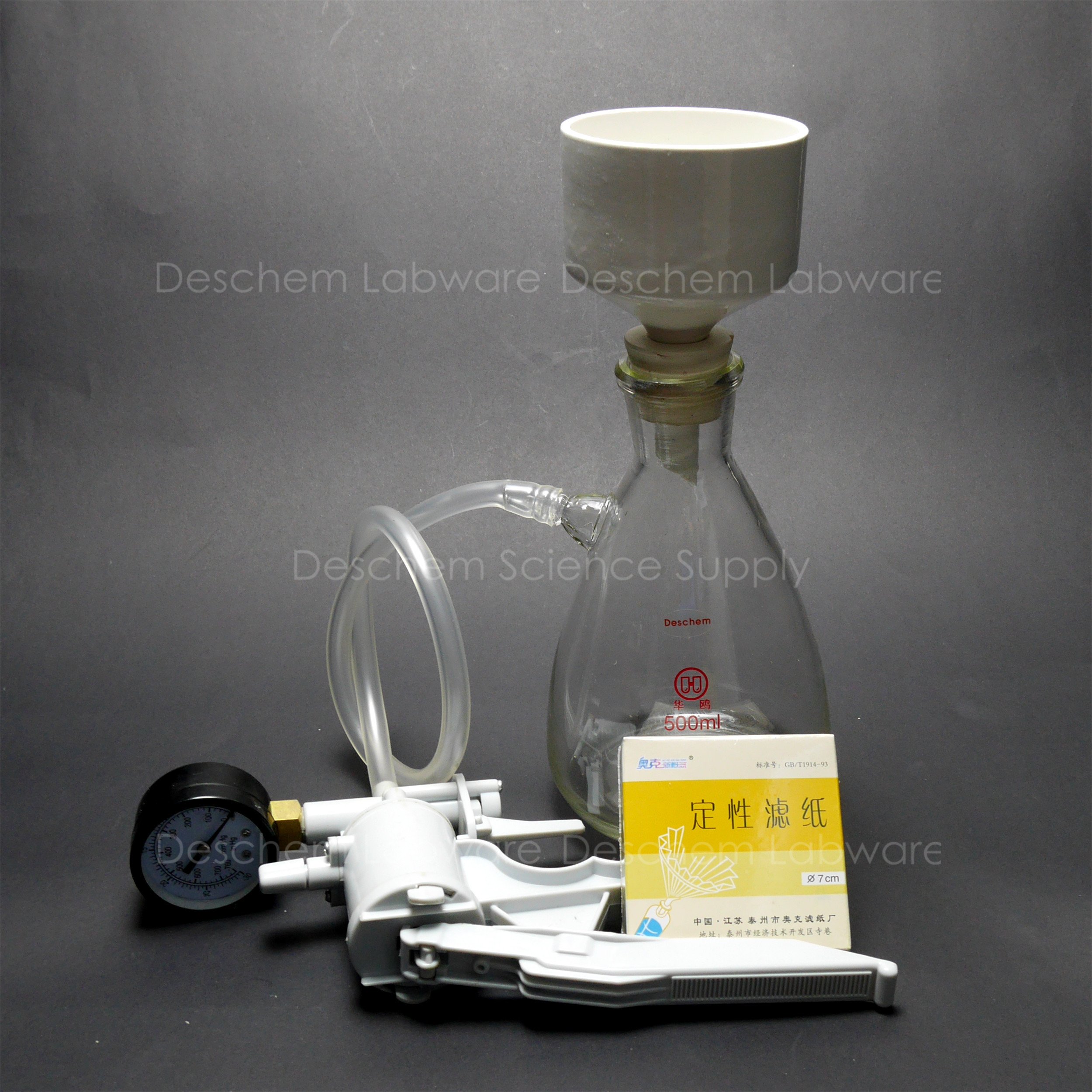 Amazon.co.jp: Deschem 80mm 磁器ブフナー漏斗,500ml ガラス 三角