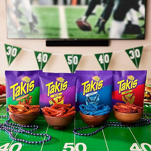 Miniatura 4 de Takis Paquete variado de 18 unidades1 oz, chips de tortilla enrollados mixtos de sabores surtidos  (5) Fuego, (5) Blue Heat, (4) Nitro, (4) Fajitas