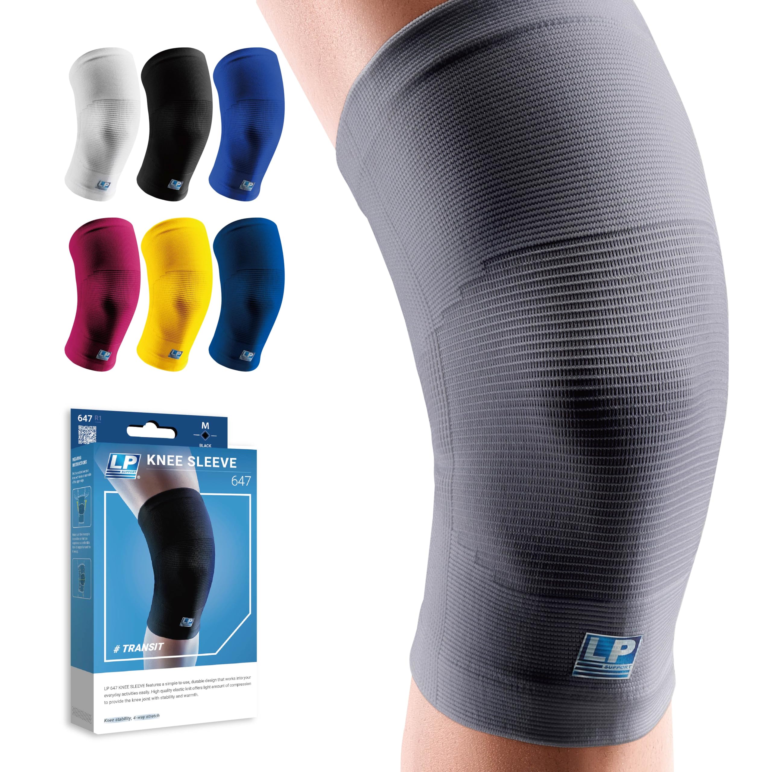 LP SUPPORT 647 Knee Brace For Knee Pain, Arthritis Pain Relief, Injury Recovery - Knee Sleeves For Weightlifting, Basketball, Hiking, Biking, Jogging, For Adults and Youth (Gray, XL, 1-Pack)