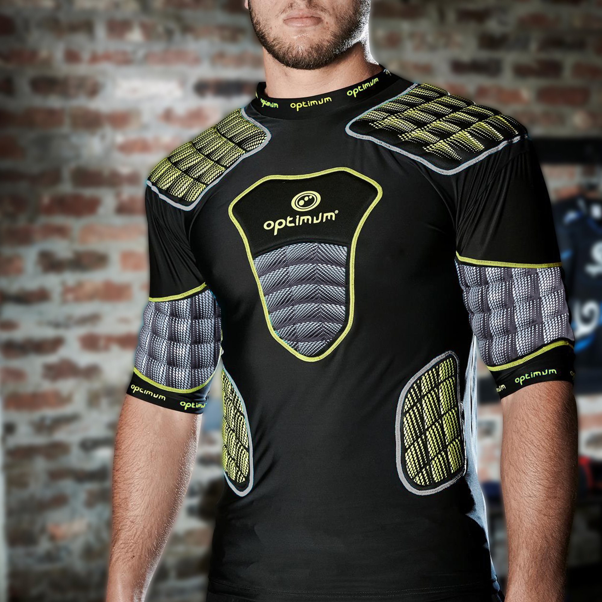 OPTIMUM Herren Atomik Schutz Schulterpolster, Herren, Atomic, Schwarz/Gelb/Grau