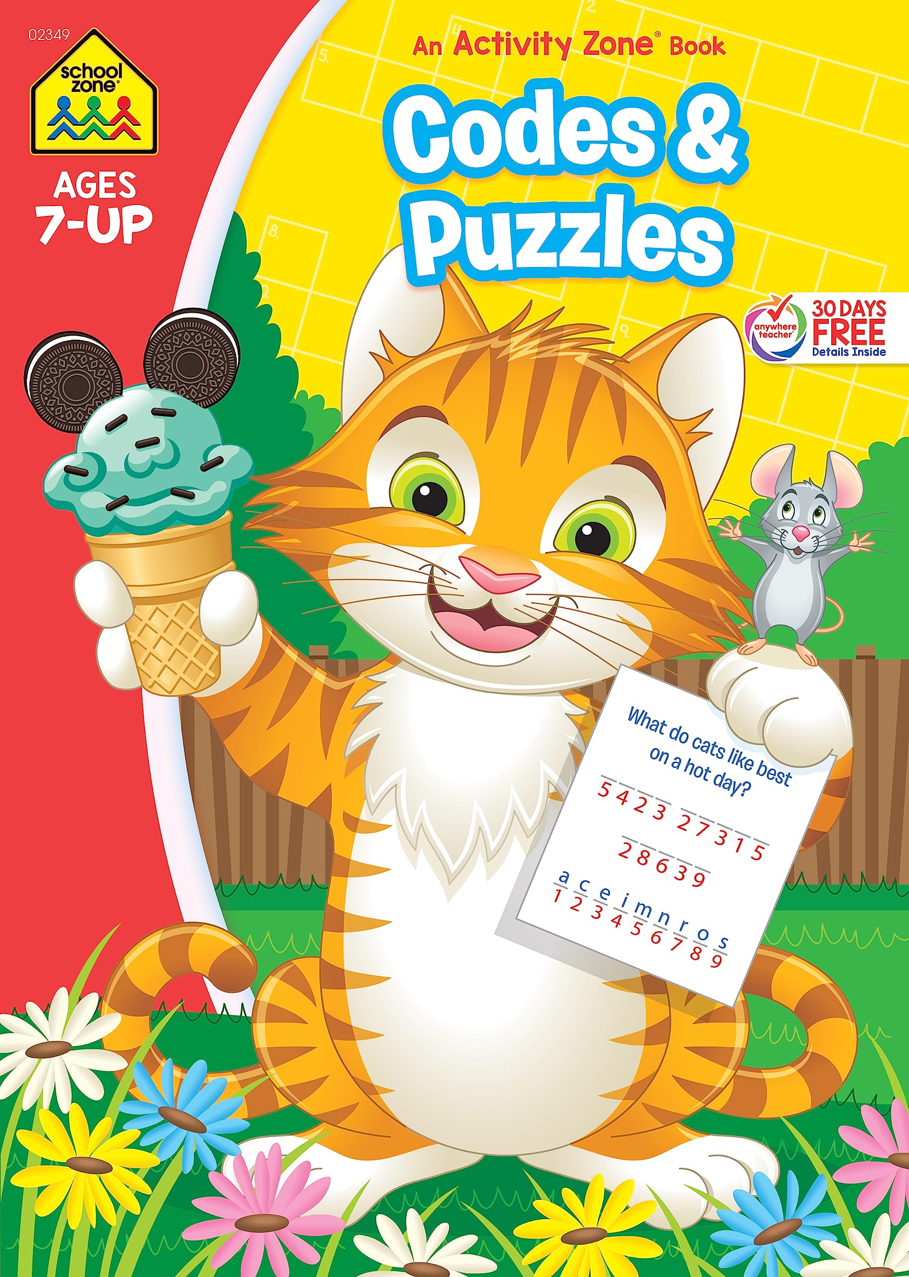 School Zone Codes & Puzzles Workbook: 64 Pages, 2nd Grade, 3rd Grade, Crossword Puzzles, Word Searches, Games, Riddles, Problem-Solving, Ages 7+ (Activity Zone Book Series)