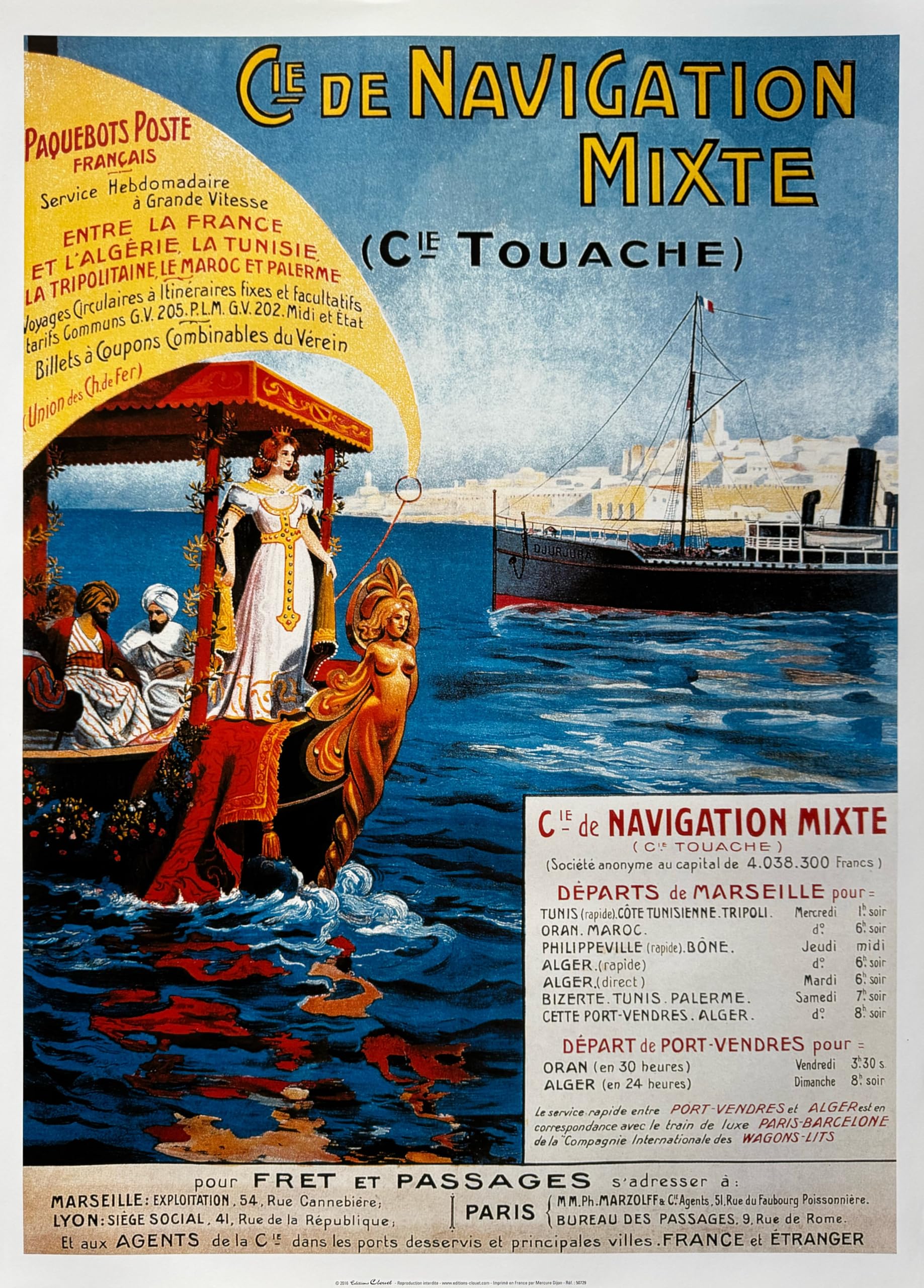 Poster Alger Marseille idee cadeau originale pour passionne d histoire maritime