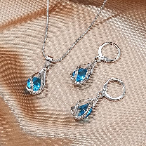 Miniatura 2 de IFKM Silver Jewelry Sets for Women Rhinestone Crystal CZ Bridal Bridesmaid Accessories Necklace Earrings set for Wedding Prom Anniversary Birthday