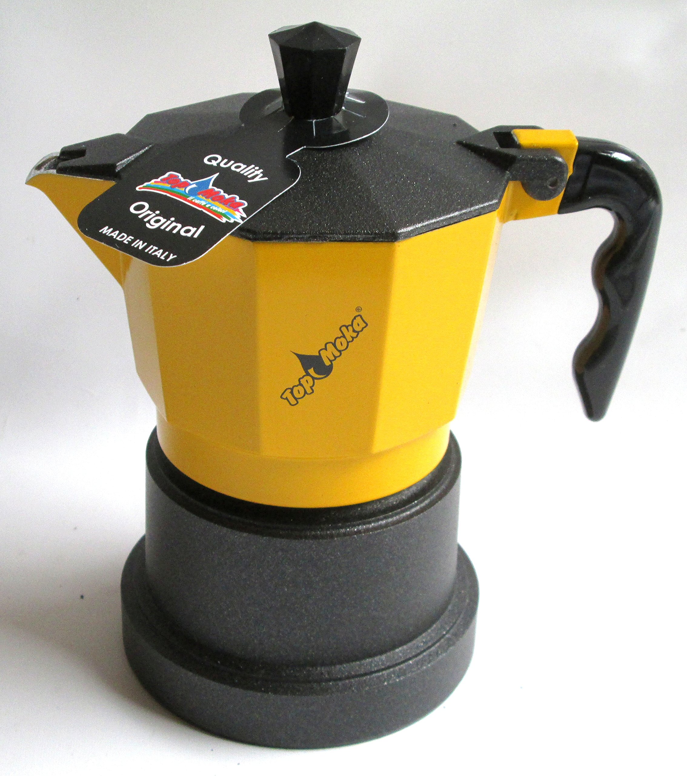 Buy Top Moka "Top" Aluminium Coffee Maker, Yellow with Teflon Boiler