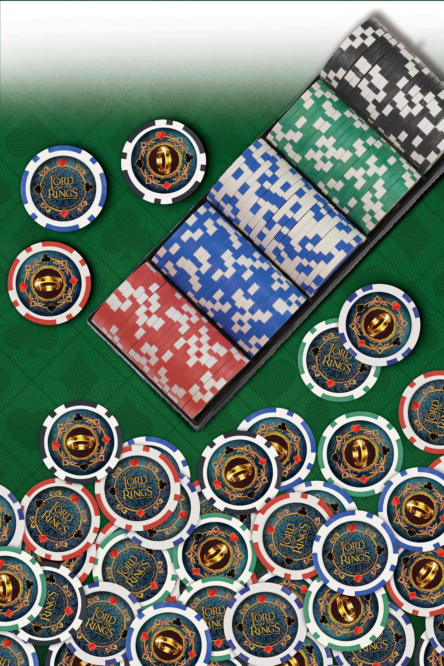 Masterpieces Jeu de jetons de poker Le Seigneur des Anneaux - 100 pièces style casino avec plateau LOTR à collectionner pour soirée de jeu